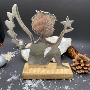 Engel in Silber auf Mangoholz