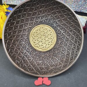 Räucherschale groß Blume des Lebens Aluminium, Kupfer antik